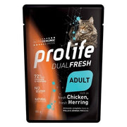 Prolife Dual Fresh Pollo E Aringa Freschi Cibo Umido Per Gatti Adulti Bustina 85g-1