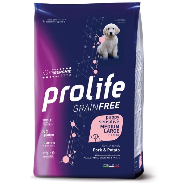 Prolife Grain Free Sensitive Pork & Potato Cibo Secco Per Cani Cuccioli Taglia Media/Grande Sacco 2,5 Kg-1