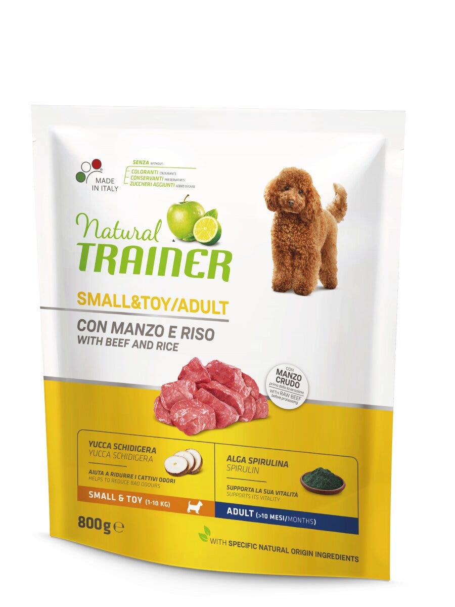 Natural Trainer Crocchette Manzo/Riso Per Cani Adulti Taglia Piccola Sacco 800g-3