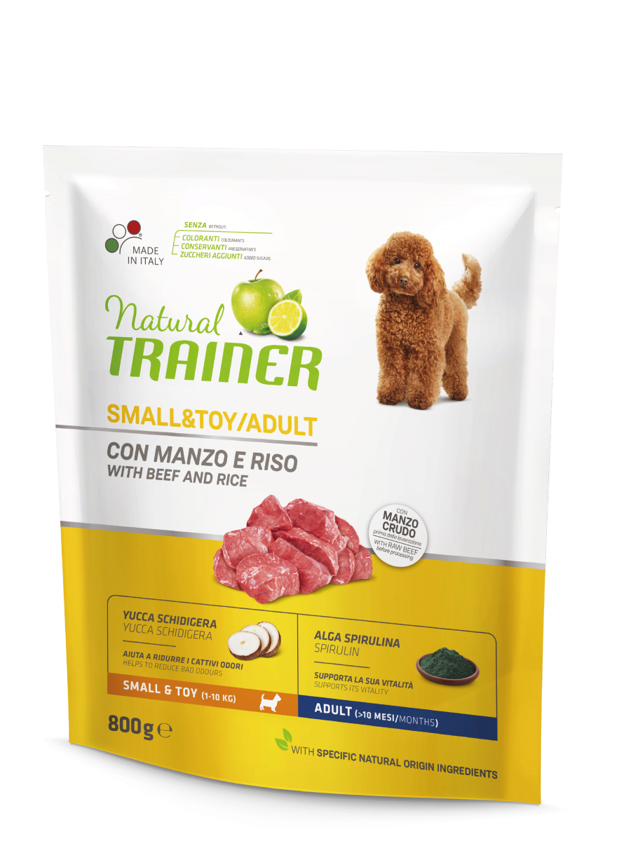 Natural Trainer Crocchette Manzo/Riso Per Cani Adulti Taglia Piccola Sacco 800g-2