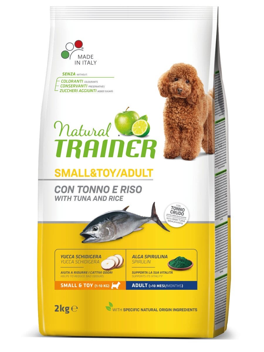 Natural Trainer Crocchette Tonno/Riso Per Cani Adulti Taglia Piccola Sacco 2kg-3