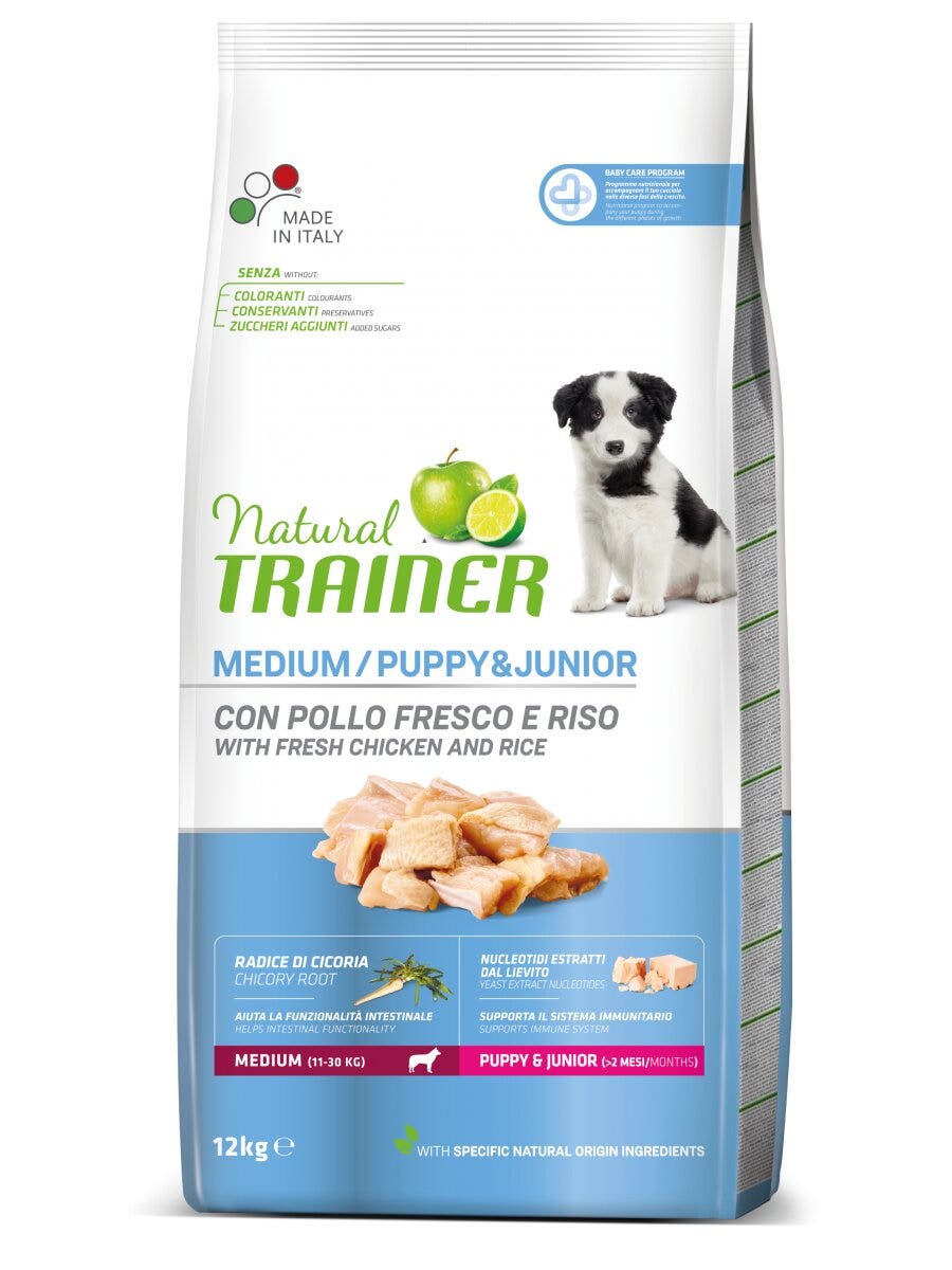 Natural Trainer Crocchette Pollo Fresco Per Cuccioli Taglia Media Sacco 12kg-3