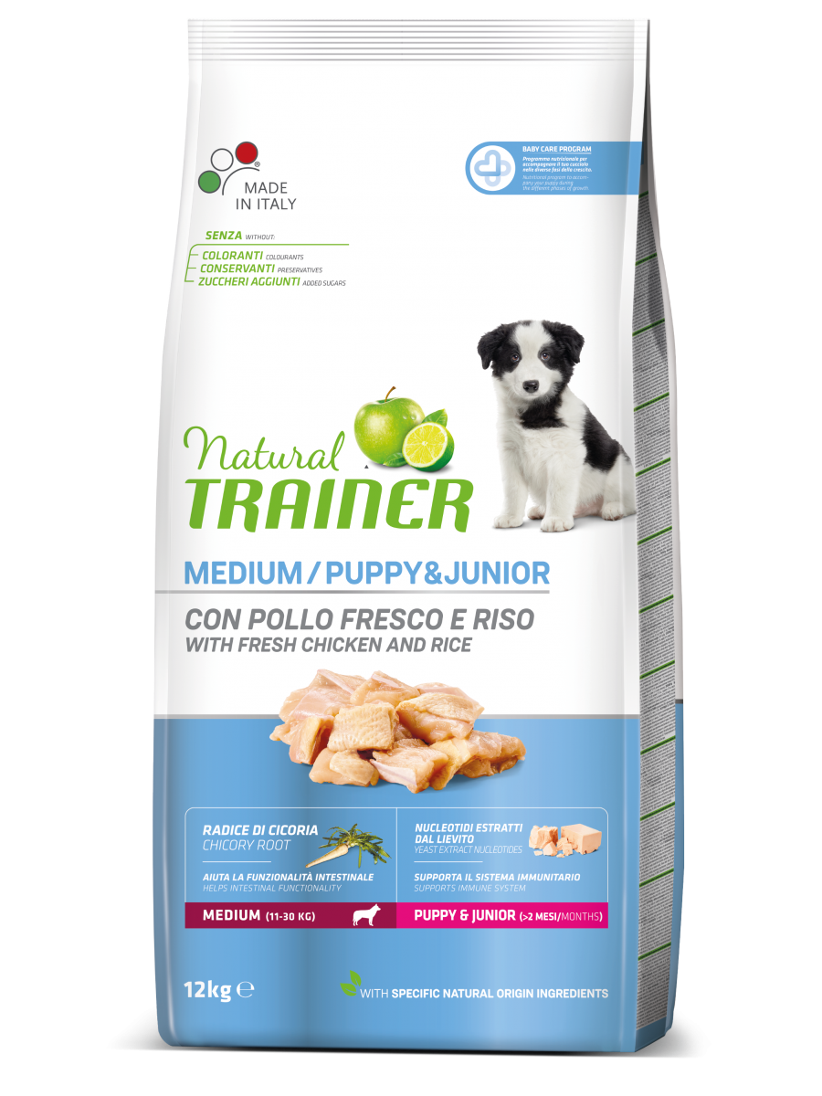 Natural Trainer Crocchette Pollo Fresco Per Cuccioli Taglia Media Sacco 12kg-2