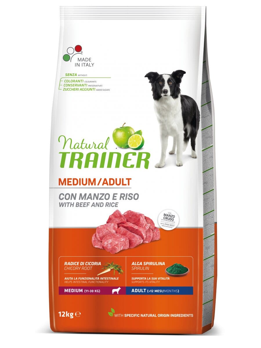 Natural Trainer Crocchette Manzo/Riso Per Cani Adulti Taglia Media Sacco 12kg-3