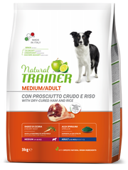 Natural Trainer Crocchette Prosciutto Crudo/Riso Per Cani Adulti Taglia Media Sacco 3kg-2
