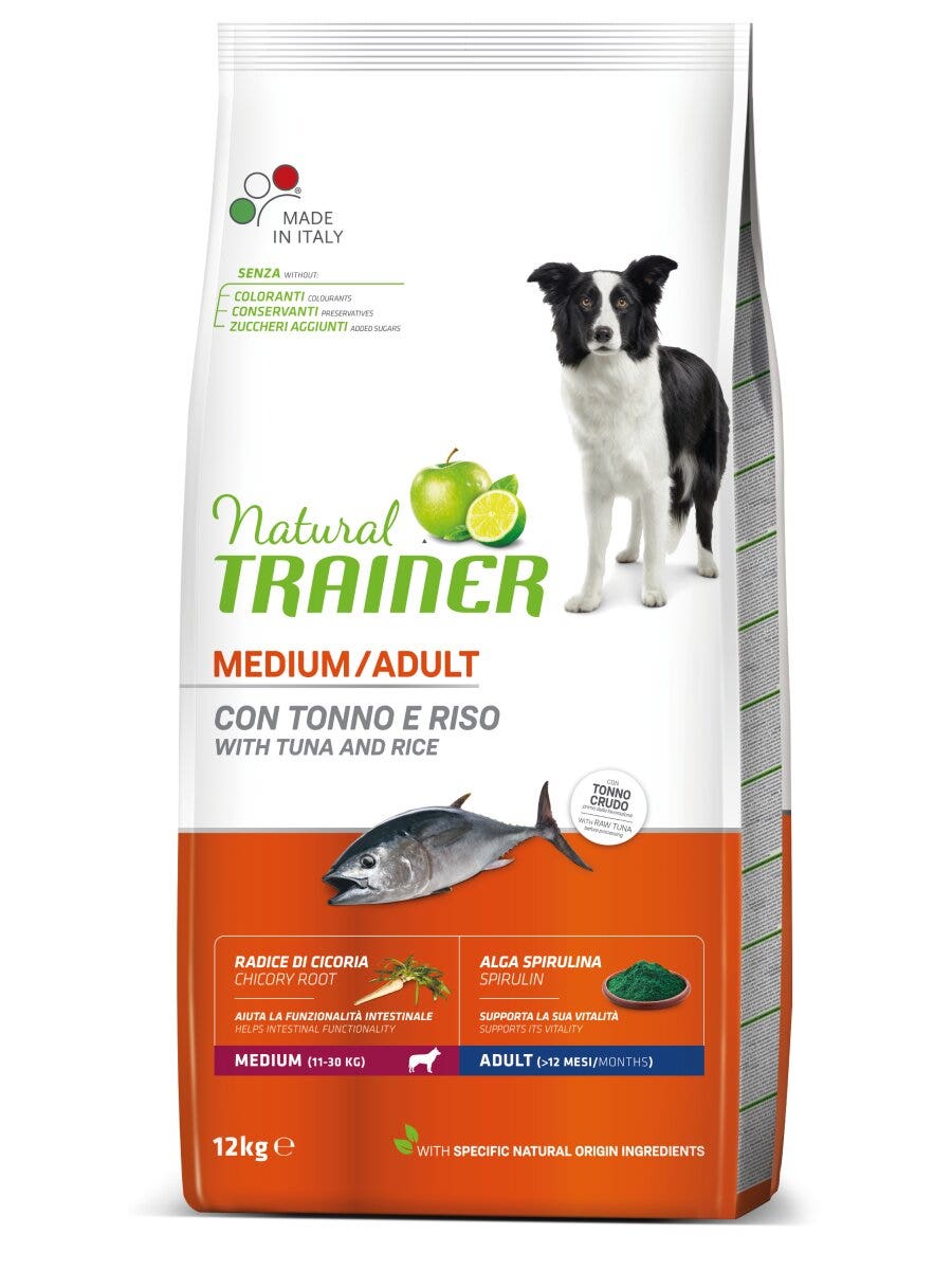 Natural Trainer Crocchette Tonno/Riso/Alga Spirulina Per Cani Taglia Media Sacco 12kg-3