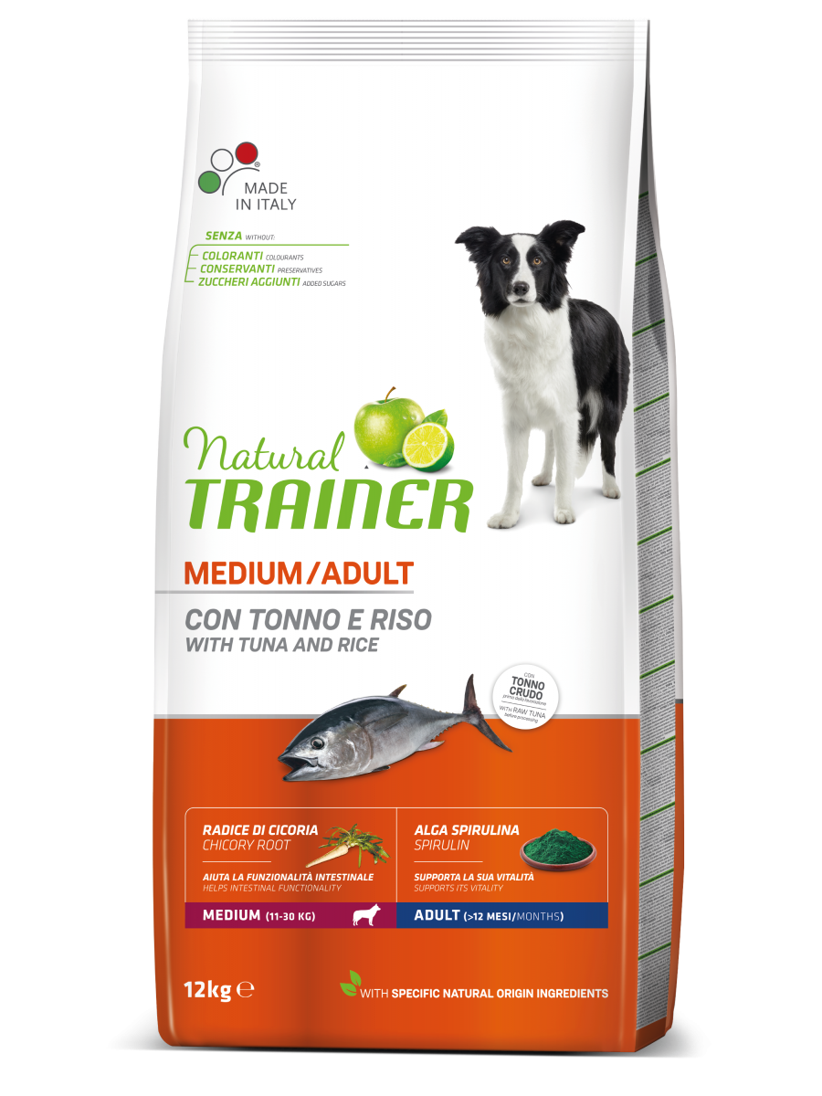 Natural Trainer Crocchette Tonno/Riso/Alga Spirulina Per Cani Taglia Media Sacco 12kg-2