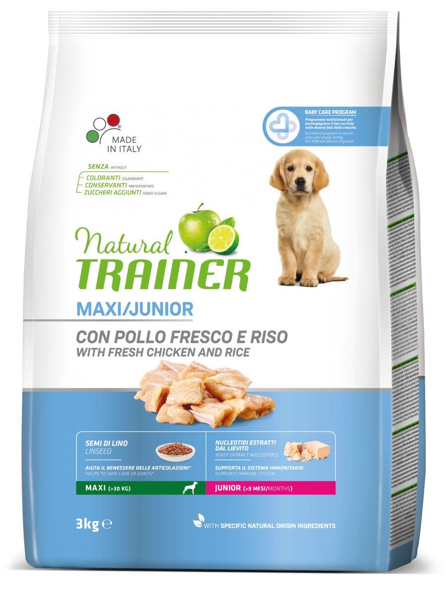 Natural Trainer Crocchette Pollo Fresco Per Cuccioli Taglia Grande <24Mesi Sacco 3kg-3