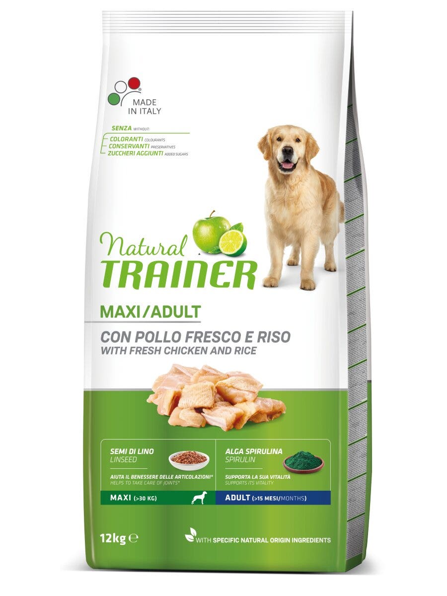 Natural Trainer Crocchette Pollo/Riso/Alga Spirulina Per Cani Adulti Taglia Grande Sacco 12kg-3