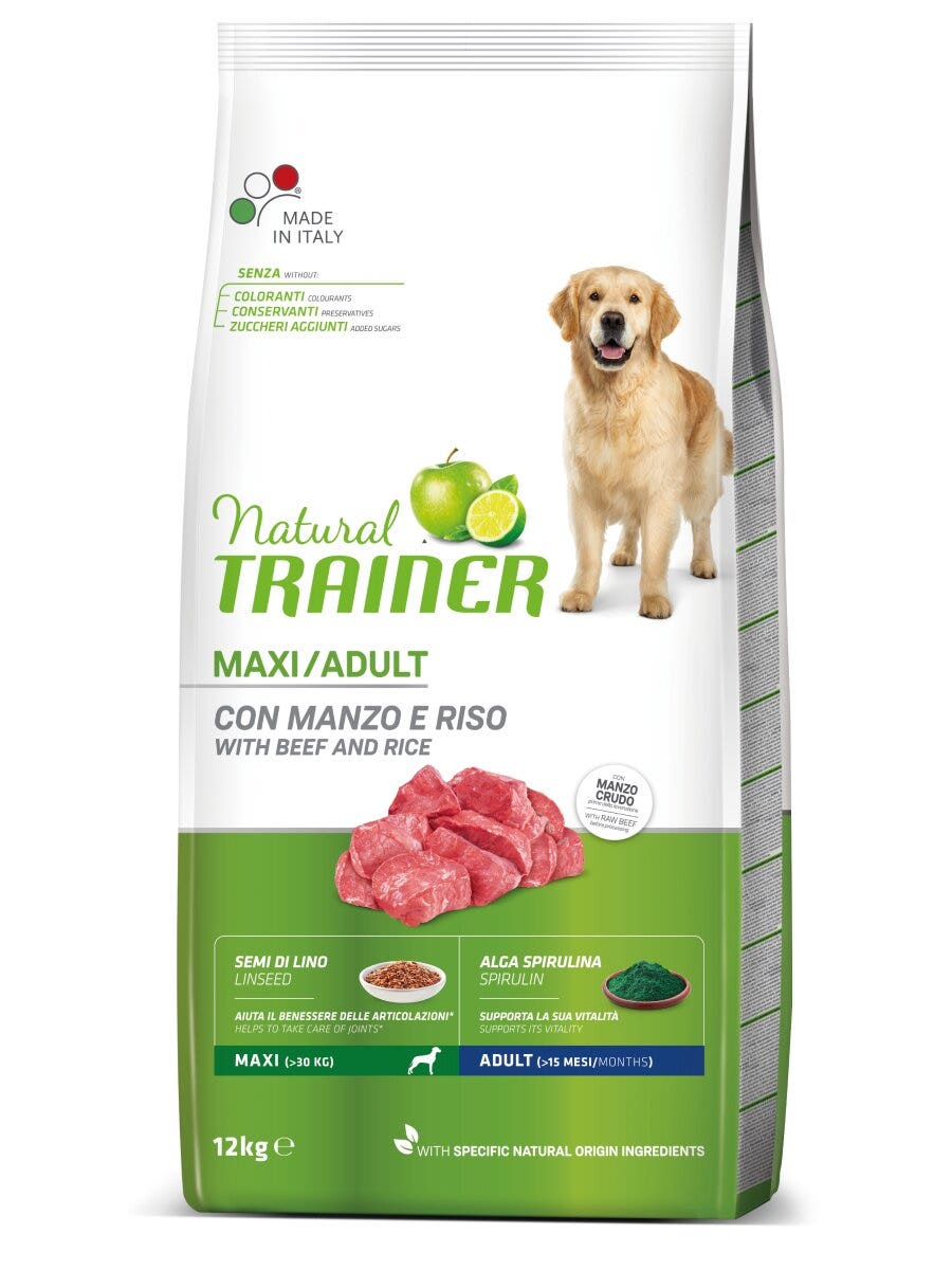 Natural Trainer Crocchette Manzo/Riso Per Cani Adulti Taglia Grande Sacco 12kg-3