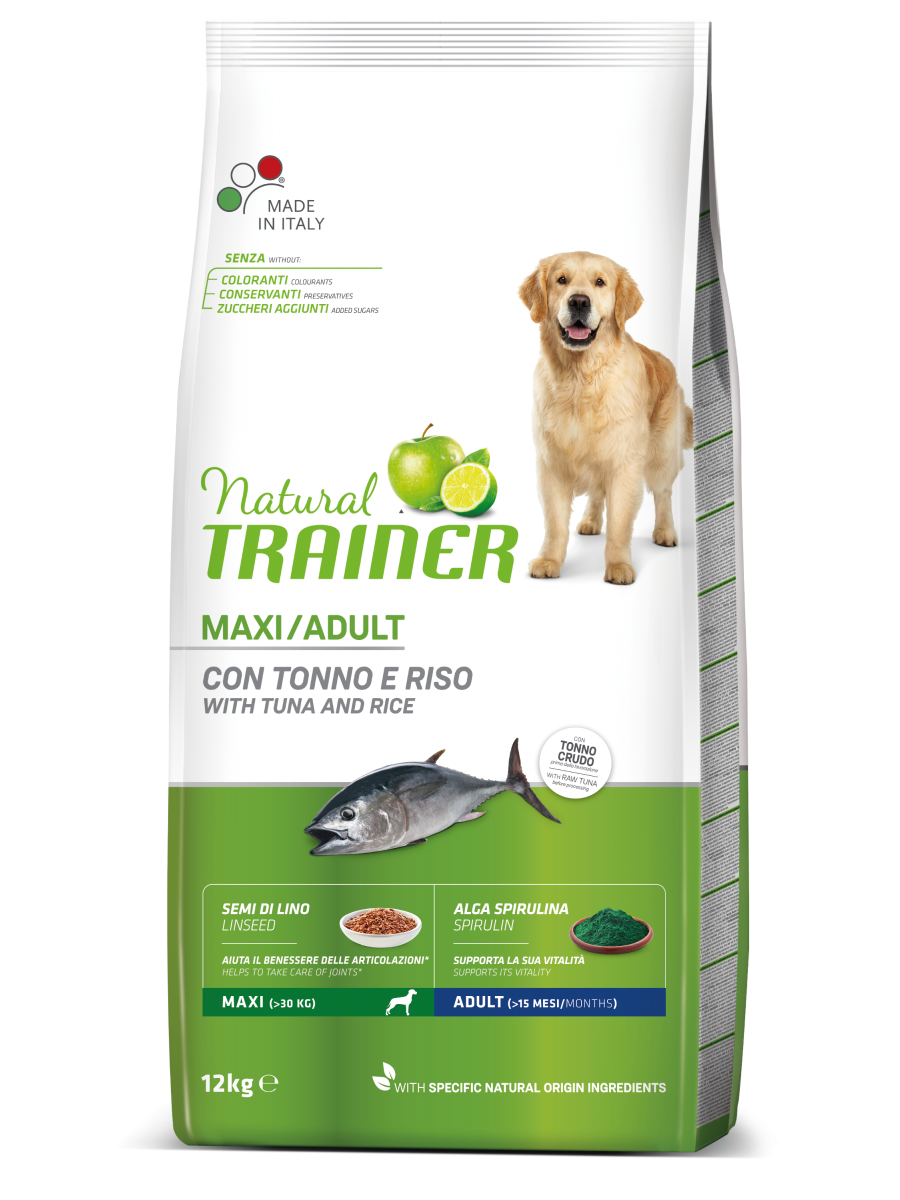 Natural Trainer Crocchette Tonno/Riso/Alga Spirulina Per Cani Taglia Grande Sacco 12kg-2