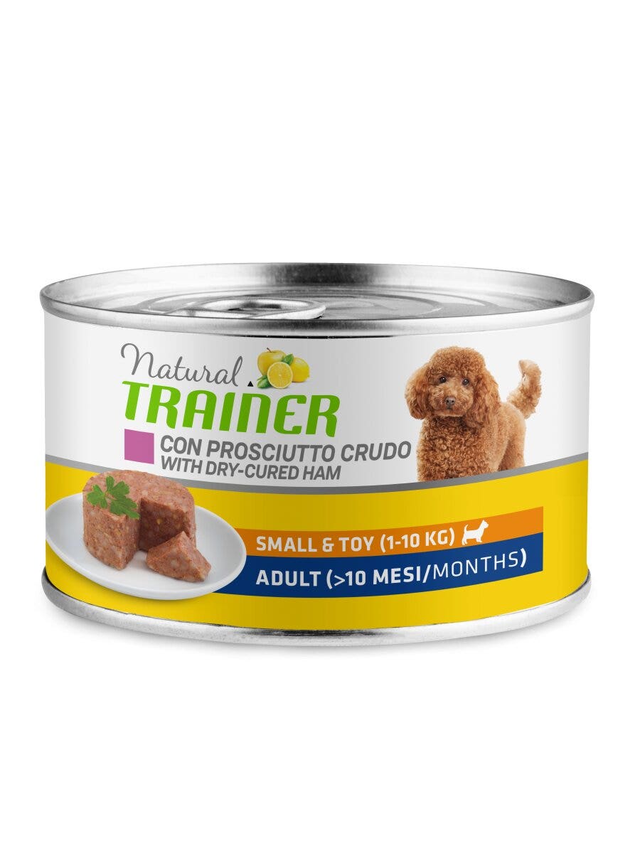 Natural Trainer Cibo Umido Prosciutto/Riso Per Cani Adulti Taglia Piccola Lattina 150g-3