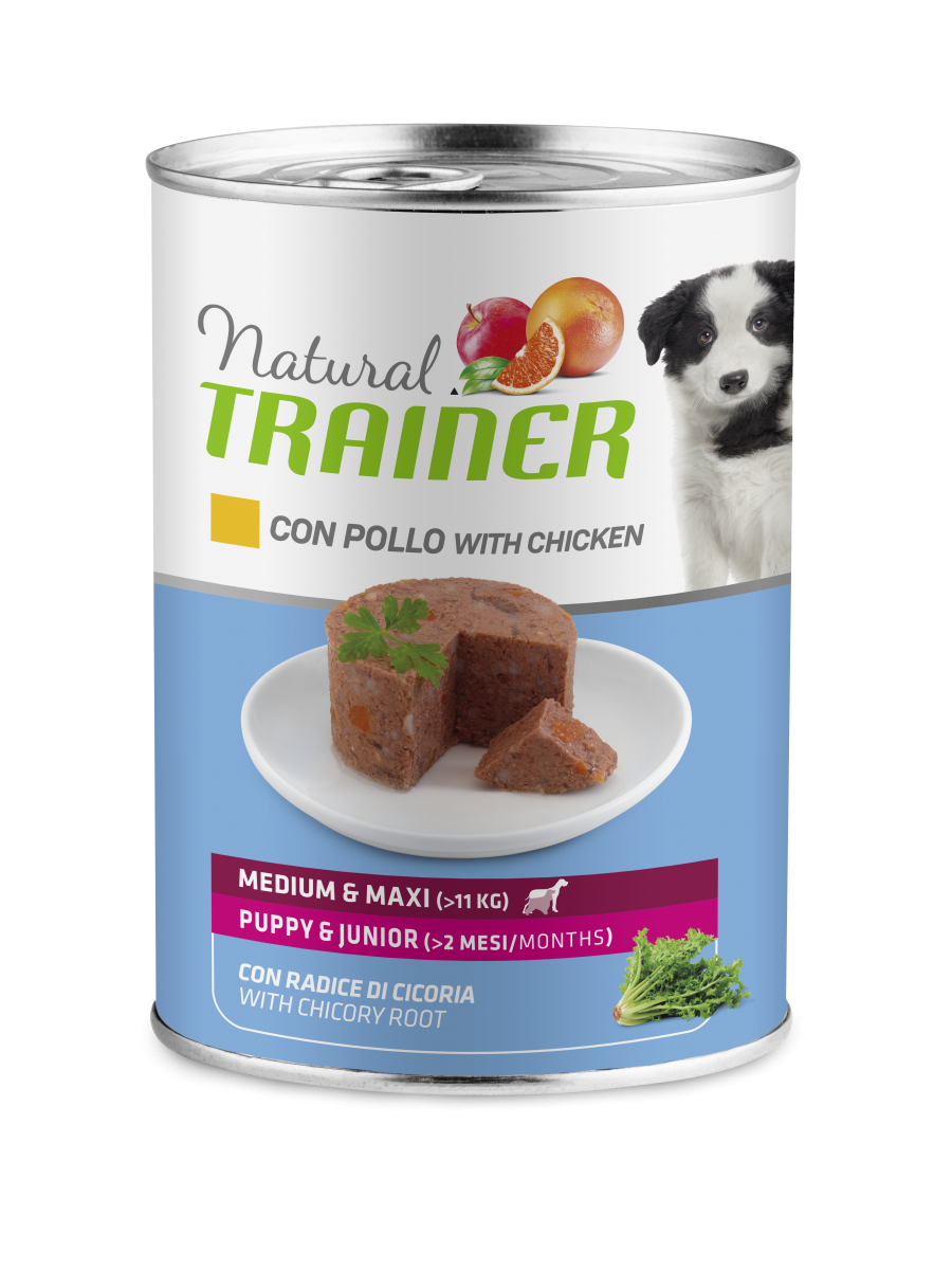 Natural Trainer Cibo Umido Pollo Per Cuccioli Taglia Media/Grande Fino A 2 Mesi Lattina 400g-2