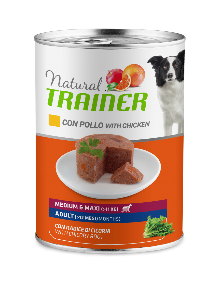 Natural Trainer Pollo E Cicoria Per Cani Adulti Taglia Media/Grande Lattina 400g-3