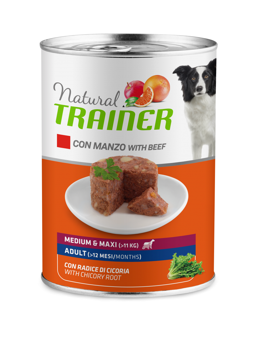 Natural Trainer Cibo Umido Manzo/Riso Per Cani Adulti Taglia Media/Grande Lattina 400g-2