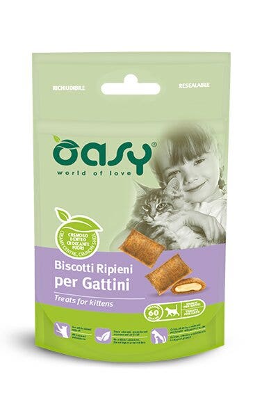 Oasy Snack Biscotti Ripieni Per Gattini 60g-1