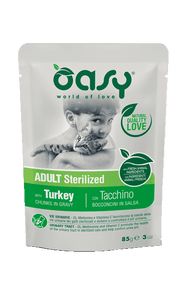 Oasy Wet Cat Sterilized Bocconcini In Salsa Con Tacchino Per Gatti Adulti 85g-1