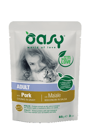 Oasy Wet Cat Bocconcini In Salsa Con Maiale Per Gatti Adulti Sterilizzati 85g-1
