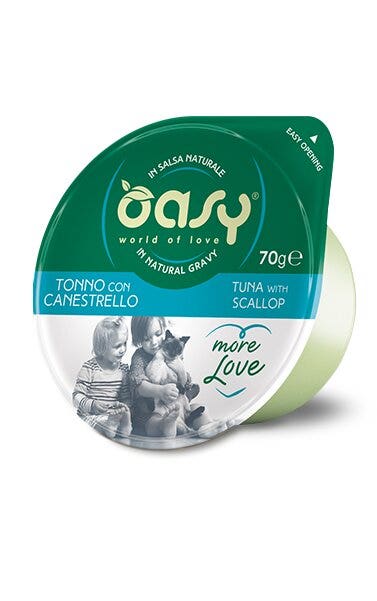 Oasy Wet Cat More Love Tonno Con Canestrello Cibo Umido Per Gatti Adulti 70g-2