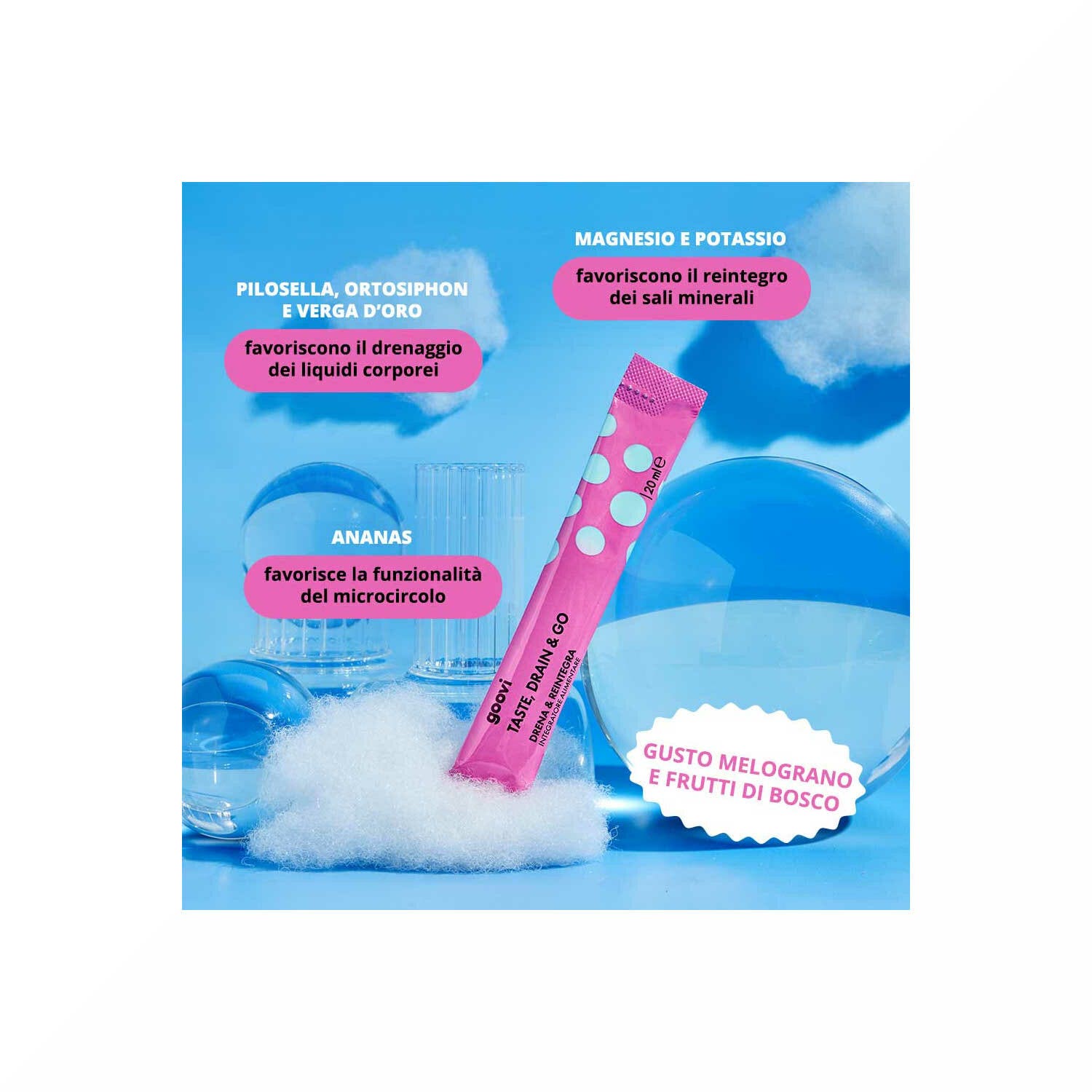 Goovi Taste Drain & Go Drenante Melograno e Frutti Di Bosco 24 Stick-5