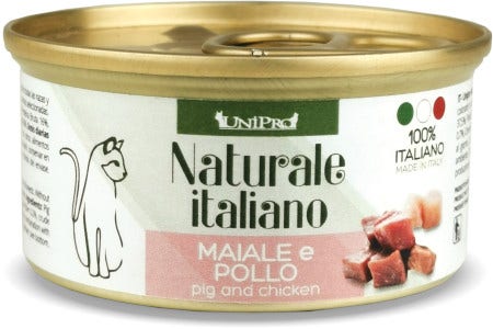 Unipro Naturale Italiano Cibo Umido Maiale E Pollo Per Gatti Adulti Scatoletta 85g-1