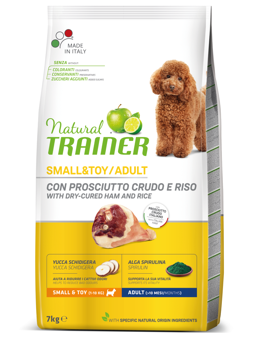 Natural Trainer Crocchette Prosciutto Crudo/Riso Per Cani Adulti Taglia Piccola Sacco 7kg-2