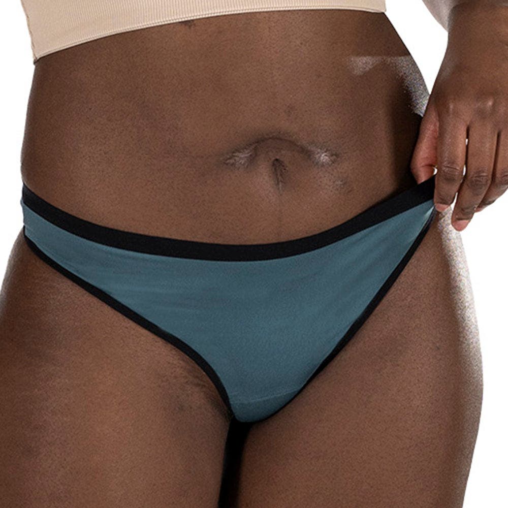 Fluyda Tanga Linea Basic Mutandina Assorbente Nero/Petrolio Taglia M-4
