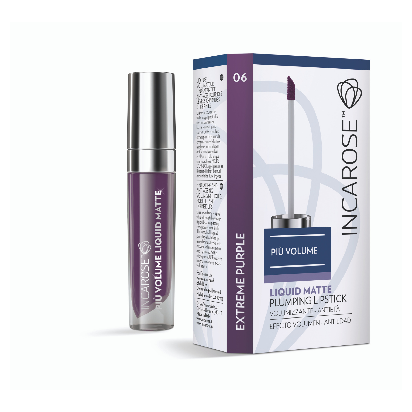 Incarose Più Volume Liquid Matte Plumping Lipstick 06 Extreme Purple  - 1