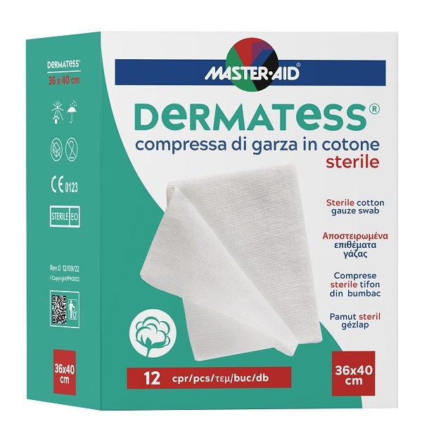 Garza Compressa Master-aid Dermatess Cotone 36x40cm 12 Pezzi-0