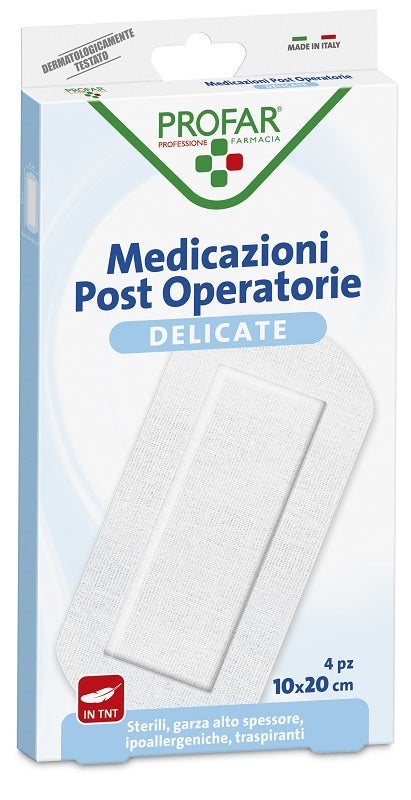 Medicazione Post Operatoria Sterile Garza Antiaderente 10x20 cm 4 Pezzi Profar-0