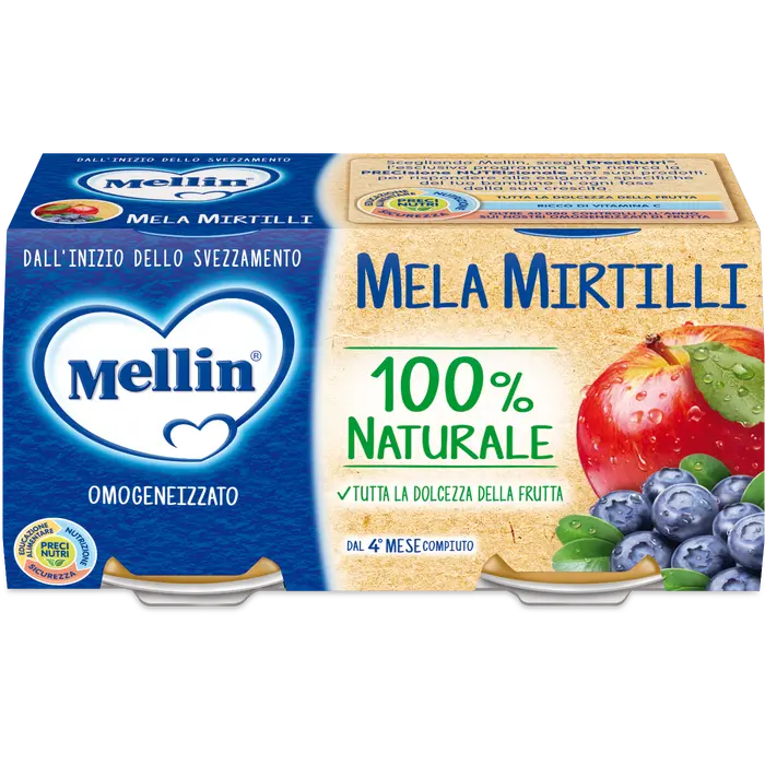 Mellin Omogeneizzato Mela/Banana/Mirtillo 2x100g 4Mesi+
