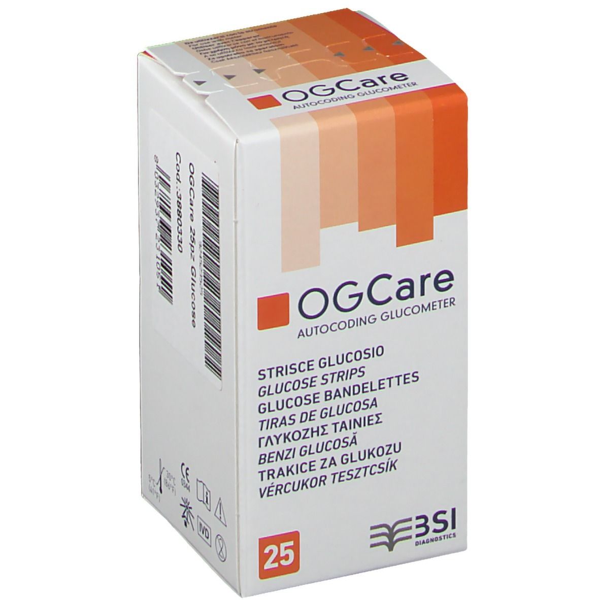 Ogcare Strisce Misurazione Glicemia 25 Pezzi