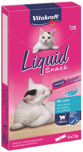 Vitakraft Liquid Snack Gusto Salmone Con Omega 3 Per Gatti Adulti Bustine 6x15g-1