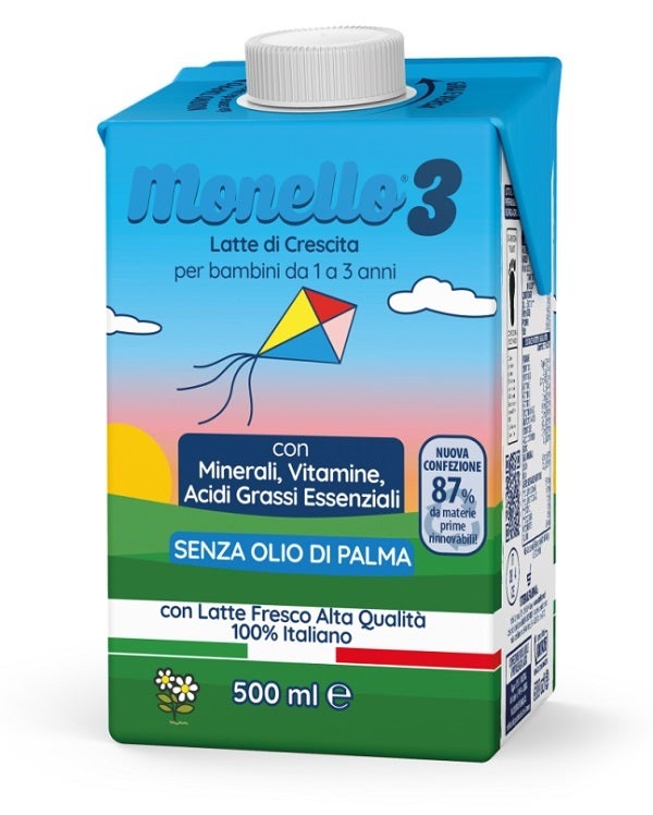 Monello 3 Formula per la Crescita a Base di Latte per Bambini da 1 a 3 Anni Liquido 500 ml-0