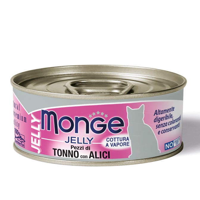 Monge Jelly Pezzetti di Tonno e Alici Cibo Umido Per Gatti Adulti 80g-1