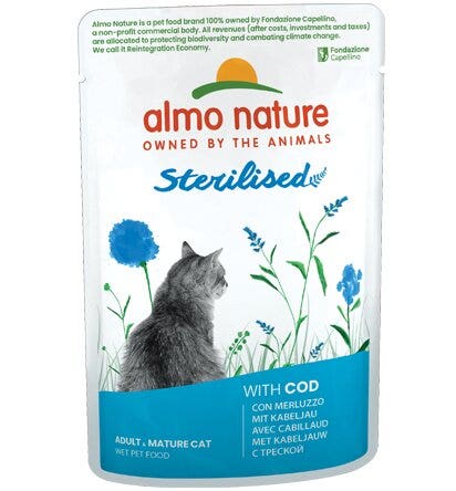 Almo Nature Sterilised Cibo Umido Merluzzo Per Gatti Adulti Sterilizzati Bustina 70g-3