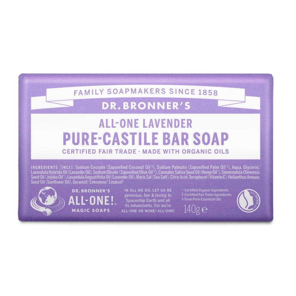 Dr. Bronner's Puro Sapone Solido Bio Lavanda 140g-1