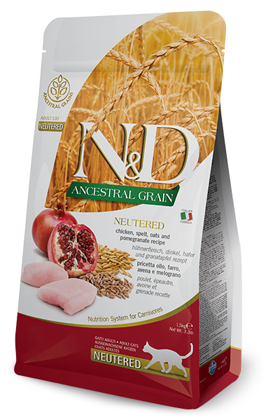 Farmina N&D Ancestral Grain Neutered Pollo E Melograno Gatti Adulti Sterilizzati Sacco 5kg-1