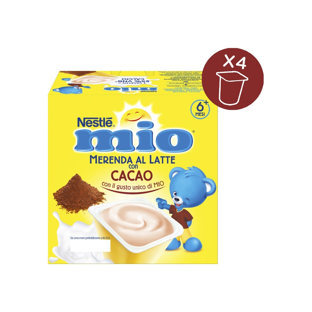 Nestlè Mio Merenda Al Latte Cacao 4 Vasetti da 100g-7