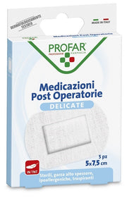 Medicazione Post Operatoria Sterile Garza Antiaderente 5x7,5 cm 5 Pezzi Profar-0