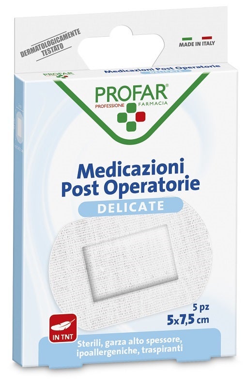 Medicazione Post Operatoria Sterile Garza Antiaderente 5x7,5 cm 5 Pezzi Profar-0