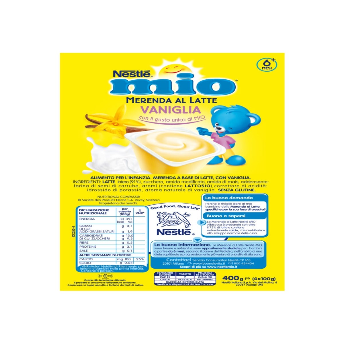 Nestlè Mio Merenda Al Latte Vaniglia 4 Vasetti da 100g-4