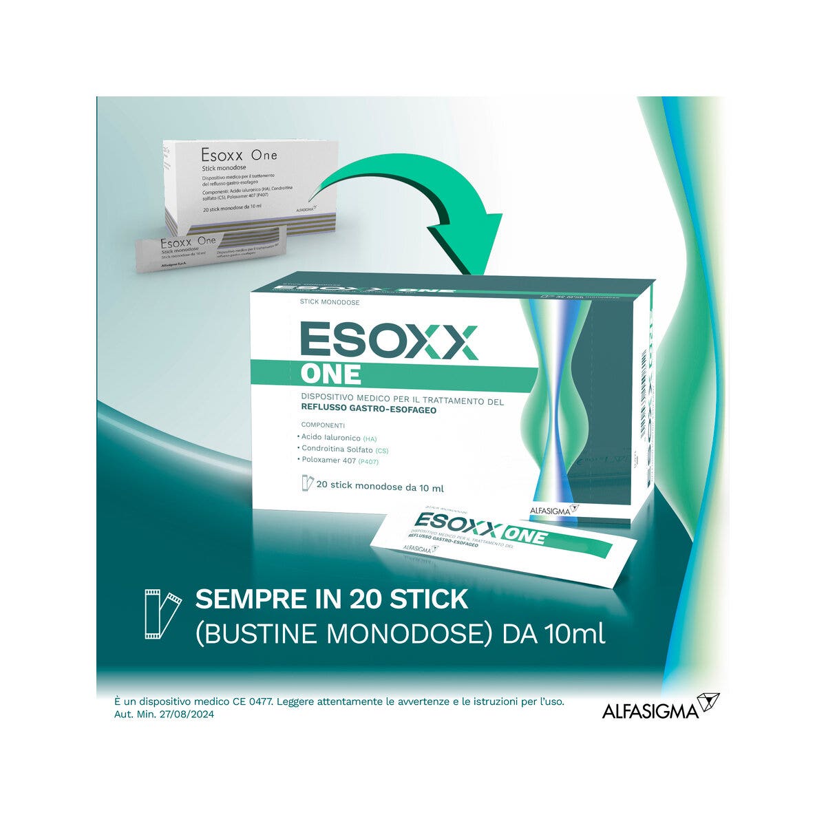 Esoxx One 20 Bustine Stick Pack 10ml - Sollievo Reflusso-3