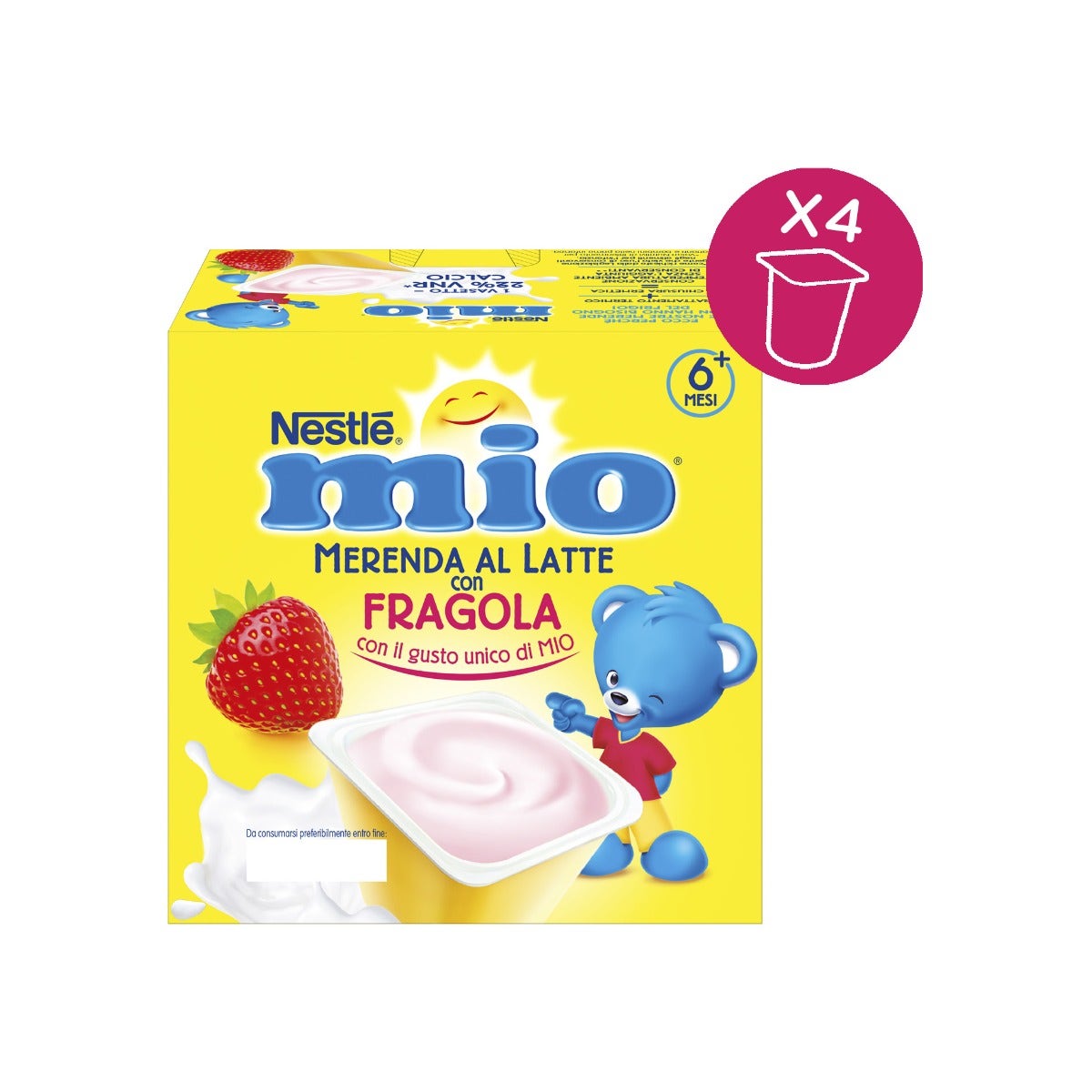 Nestlè Mio Merenda Al Latte Fragola 4 Vasetti da 100g-6