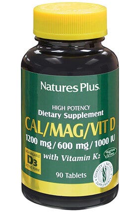 Nature's Plus CAL/MAG/D3 1200 mg/600 mg/1000IU con 100 mcg di Vitamina K2 Vaniglia 90 Tavolette-1