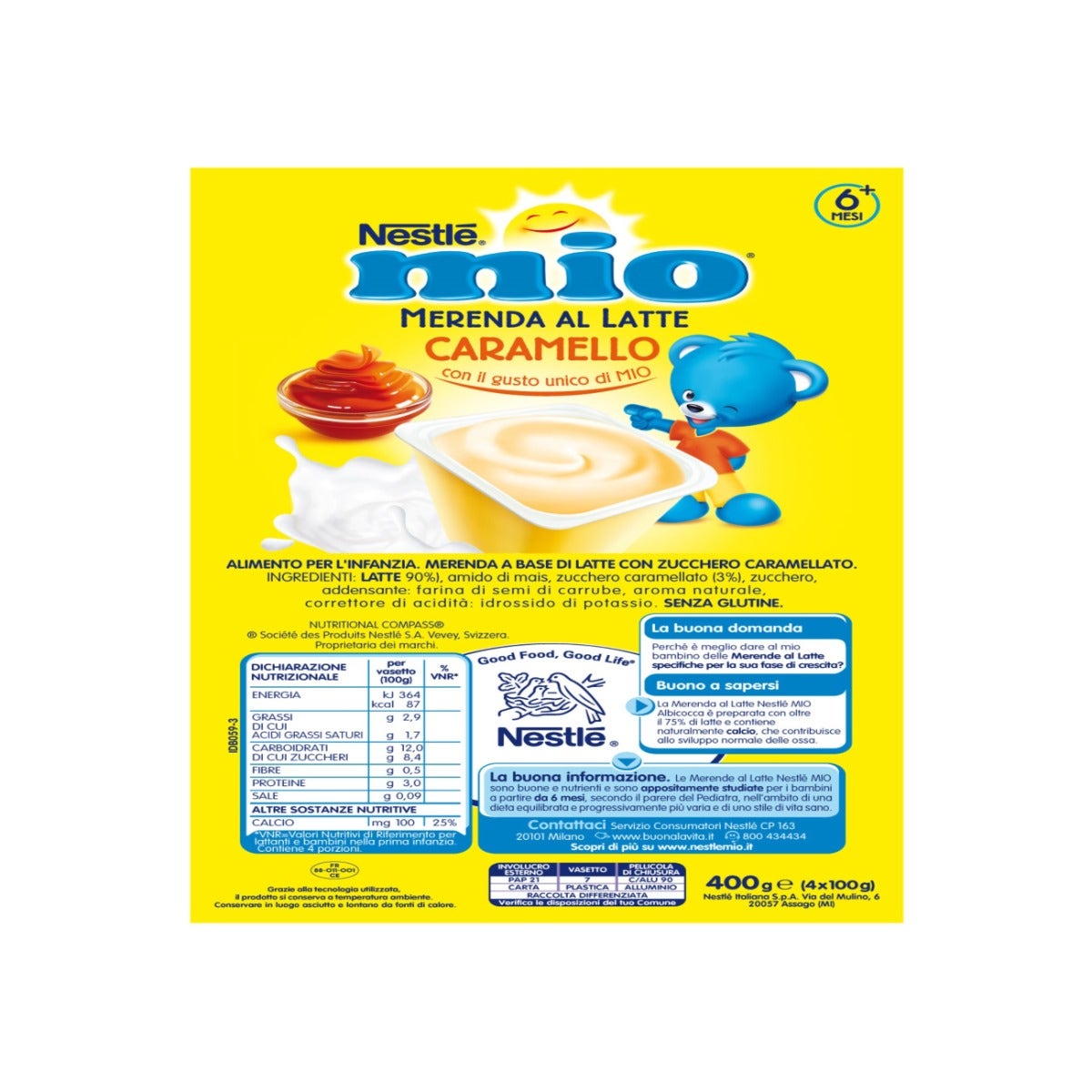 Nestlè Mio Merenda Al Latte Caramello 4 Vasetti da 100g-4