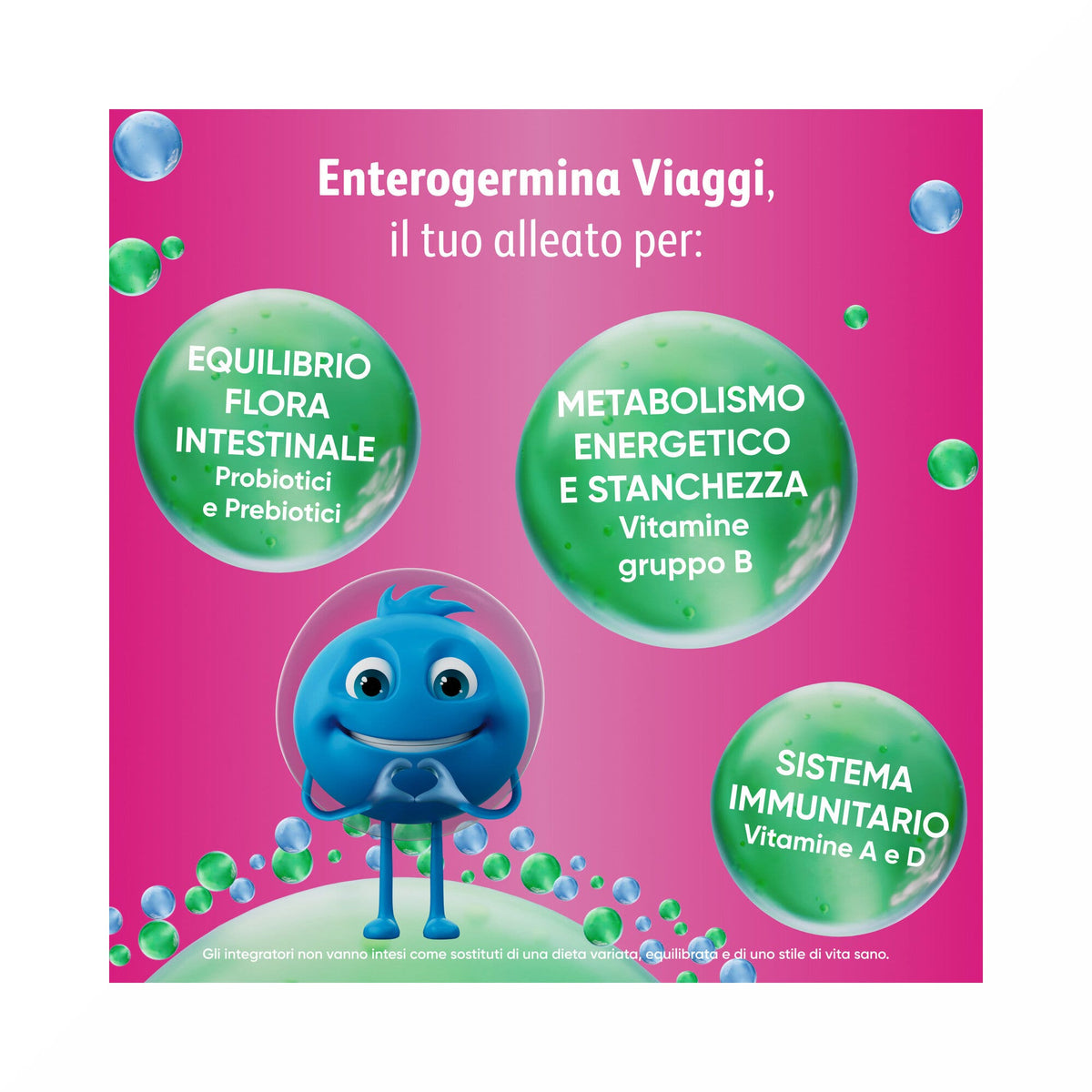 Enterogermina Viaggi, Integratore Alimentare Regolarità Intestinale con Probiotici Vitamina A, B12, B6, B9 e Vitamina D 12 bustine-17