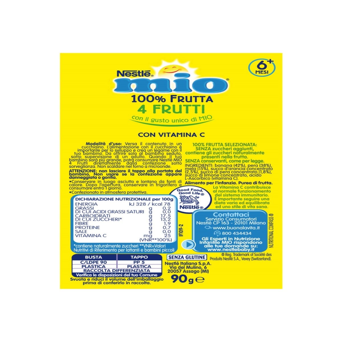 Nestlè Mio Merenda 100% Frutta 4 Frutti Da Spremere Pouch 90ml-4