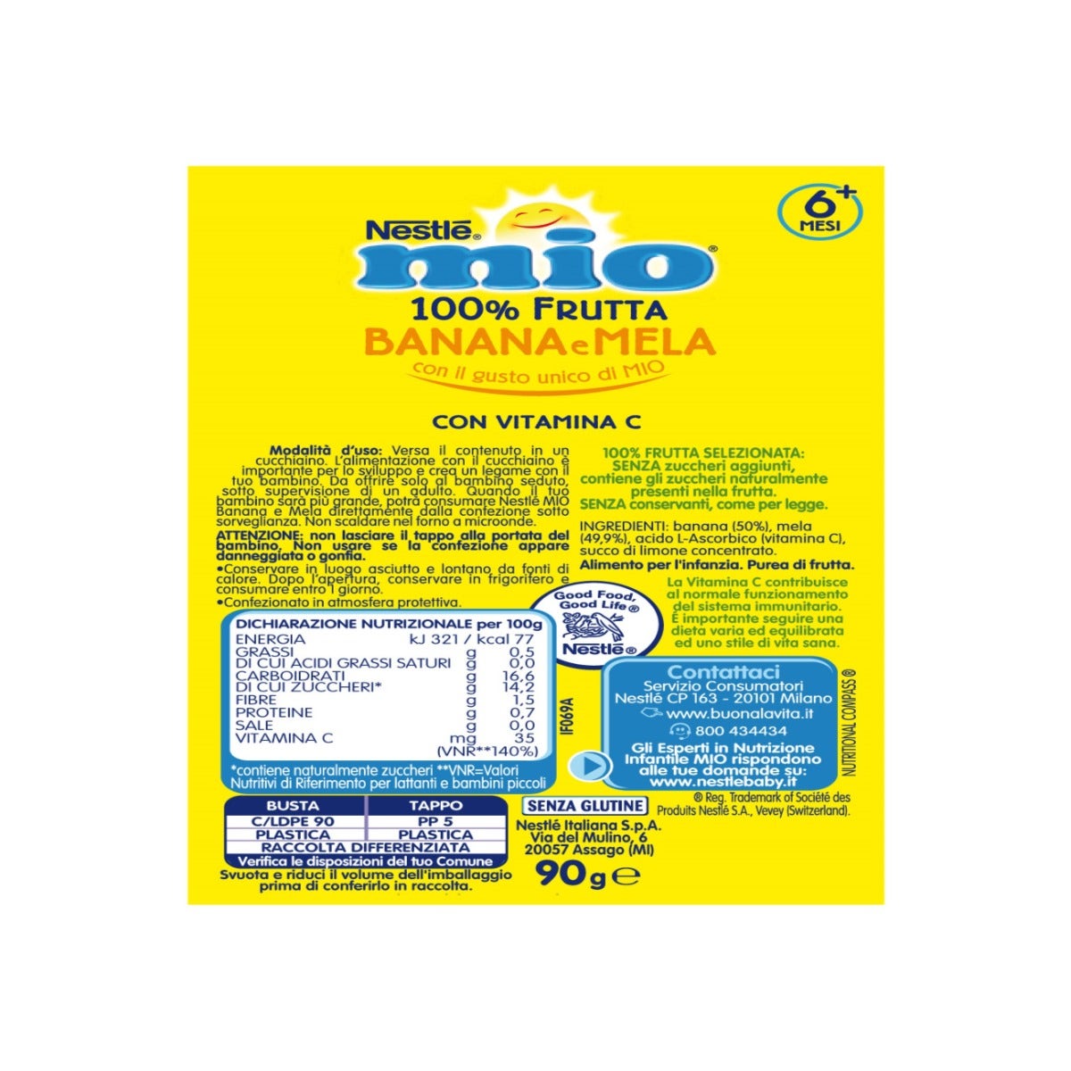 Nestlè Mio Merenda 100% Frutta Banana E Mela Da Spremere Pouch 90ml-4