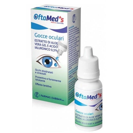 Oftamed's Gocce Oculari Occhi Disidratati/Stressati Aloe Vera Gel/Acido Ialuronico 0.3% 10ml-2